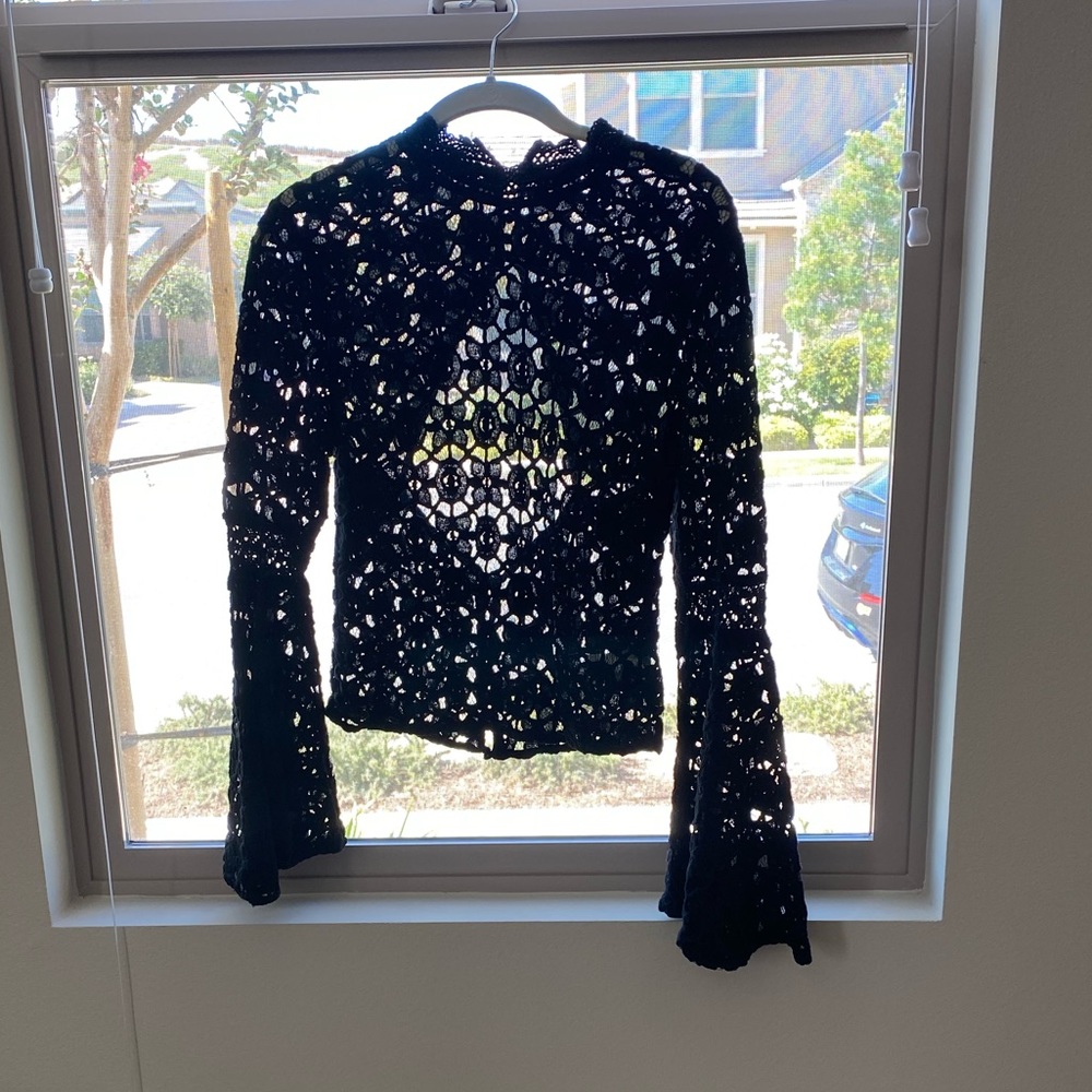 Free People Lace Top with bell sleeves